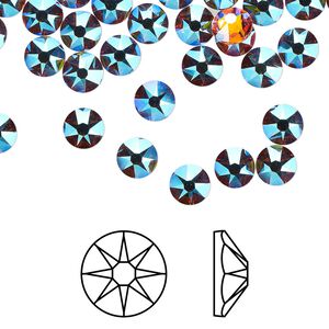 Flat back 144pk topaz shimmer foil back, Crystal Passions® 4.6-4.8mm rose round SS20 2088