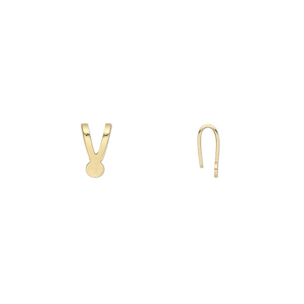 Bail, pendant, gold-finished brass, 8x4mm with 3mm round flat pad. Sold per pkg of 100. image number 0