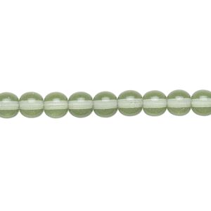Bead, Czech glass druk, transparent mint, 6mm round. Sold per 15-1/2" to 16" strand, approximately 65 beads.