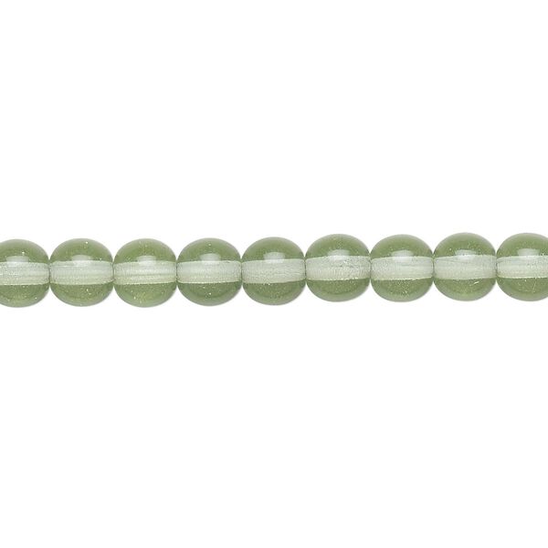 Bead, Czech glass druk, transparent mint, 6mm round. Sold per 15-1/2" to 16" strand, approximately 65 beads. image number 0