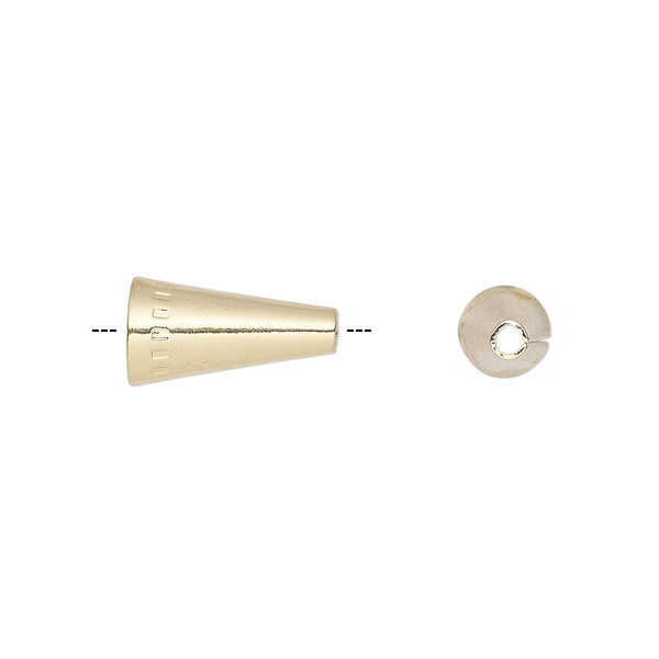 Cone, gold-finished brass, 12x6mm cone square pattern, 5mm hole. Sold per pkg of 10. image number 0