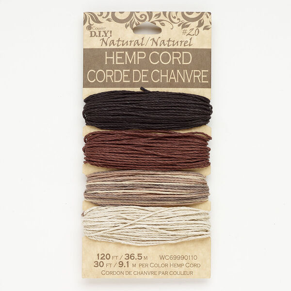 Hemp 1pkg4, round cord assortment mixed colors 30 foot 2mm image number 0