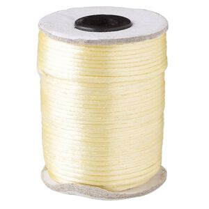 Cord, Satinique™, satin, cream, 2mm. Sold per 200-foot spool.