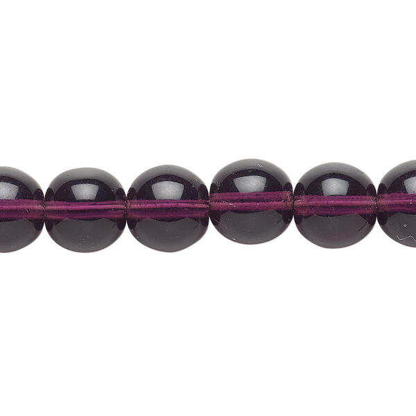 Bead, Czech glass druk, transparent amethyst purple, 10mm round. Sold per 15-1/2" to 16" strand. image number 0