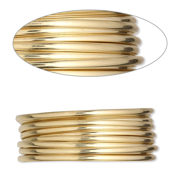 Wire, 12Kt gold-filled, dead-soft, half-round, 14 gauge. Sold per pkg of 5 feet. image number 0