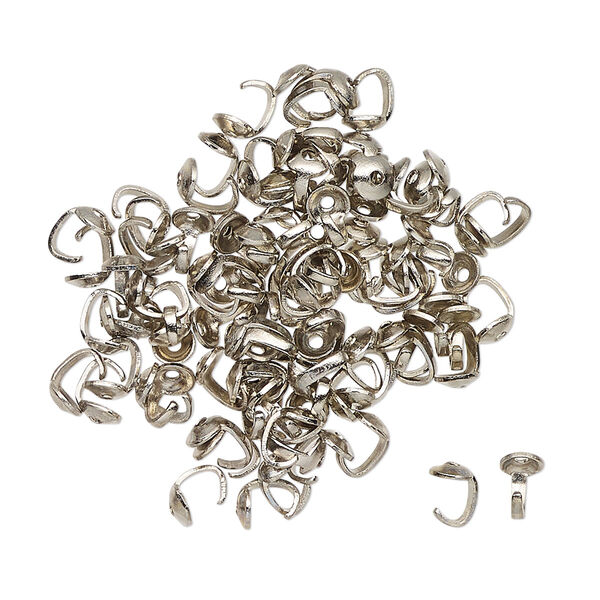 Bead tip, matte antique silver-finished brass, 5x3.5mm standard with open loop. Sold per pkg of 100. image number 0