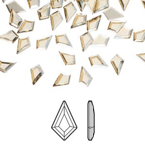 Flat back 6pk crystal golden shadow foil back, Crystal Passions® 6.4x4.2mm kite 2771