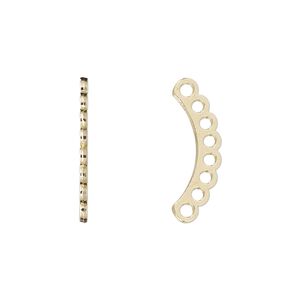 Spacer bar, gold-plated "pewter" (zinc-based alloy), 22x1mm 8-strand curved, fits up to 2.5mm bead. Sold per pkg of 10.
