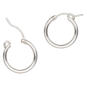 Earring hoop 1pkg2 sterling silver-filled, 18mm / 2.5mm wide / safety latch, 1 pair