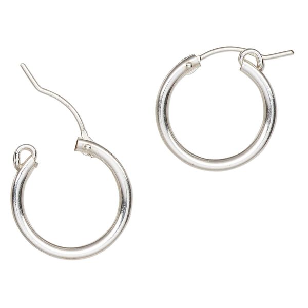 Earring hoop 1pkg2 sterling silver-filled, 18mm / 2.5mm wide / safety latch, 1 pair image number 0