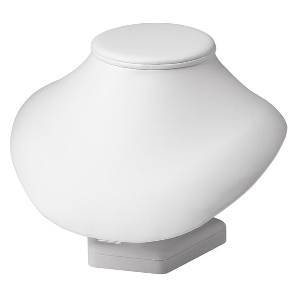 Display, necklace, leatherette, white, 6-3/4 x 8-1/2 x 6-1/2 inch pedestal. Sold individually. image number 0