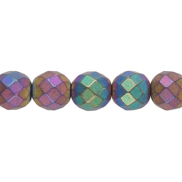 Hemalyke™ 1pkg1, matte electroplated faceted round bead 15.5-16 inch 10mm image number 0