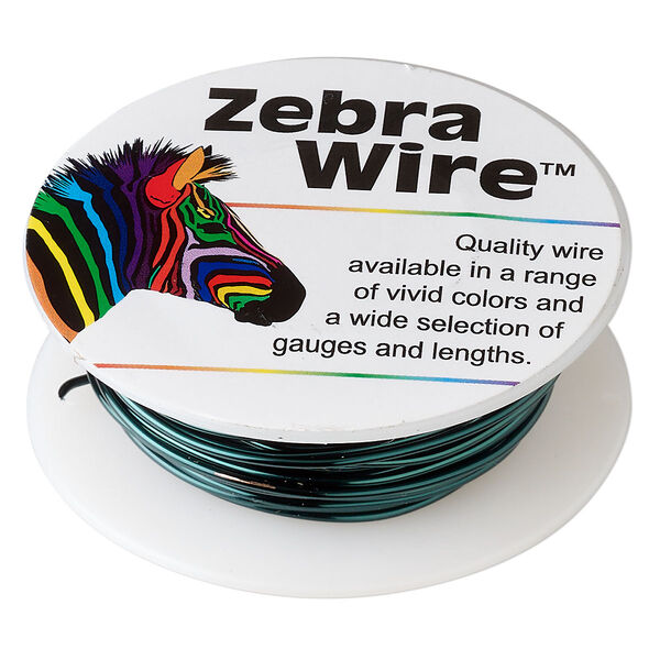 Wire, Zebra Wire™, color-coated copper, forest green, round, 18 gauge. Sold per 10-yard spool. image number 0