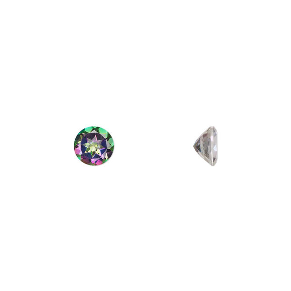 Gem, mystic topaz (coated), 6mm calibrated faceted round, A- grade, Mohs hardness 8. Sold individually. image number 0