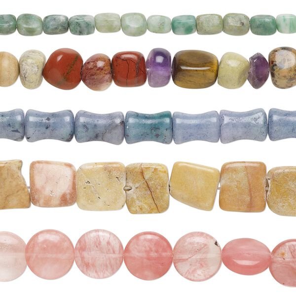 Multi-gemstone / glass 1pkg5, mixed shape bead 15 inch mix 4mm-20x13mm image number 0