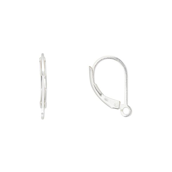 Ear wire, sterling silver-filled, 16mm leverback with open loop. Sold per pair. image number 0
