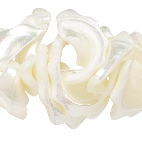 Bead, mother-of-pearl shell (bleached), white, frangia, Mohs hardness 3-1/2. Sold per 15-1/2" to 16" strand. image number 0