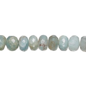 Aquamarine 1pkg1, hand-cut faceted rondelle bead 8 inch 7x3mm-9x6mm