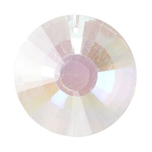 Focal, glass, pkg/1, 35mm top-drilled faceted round, transparent clear AB.