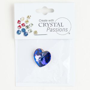 Drop 1pkg1 crystal heliotrope, Crystal Passions®, 18mm pendant heart 6215