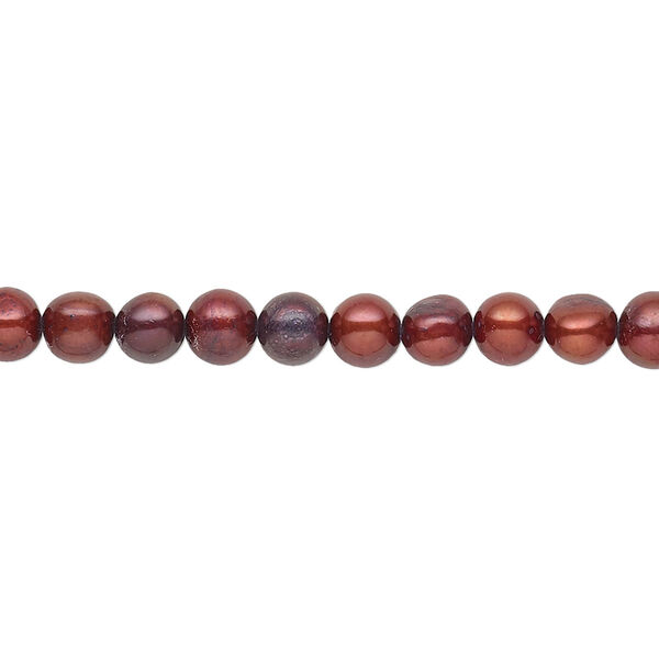 Pearl, cultured freshwater (dyed), copper rose, 4-5mm semi-round with 0.4-0.6mm hole, D grade, Mohs hardness 2-1/2 to 4. Sold per 15-inch strand. image number 0
