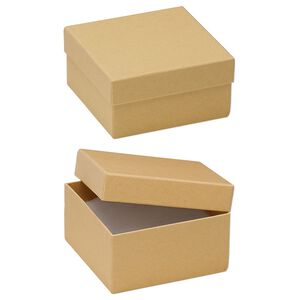 Box, kraft paper, "cotton"-filled, 3-3/4 x 3-3/4 x 2-inch square. Sold per pkg of 10.