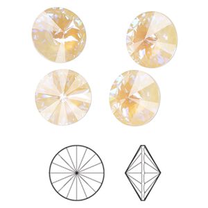 Chaton 4pk crystal ivory cream DeLite, Crystal Passions® 12mm rivoli 1122