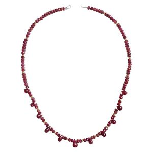 Ruby / sterling silver 1pkg1, faceted teardrop / faceted rondelle / round bead necklace base gold-plated 16 inch mixed sizes