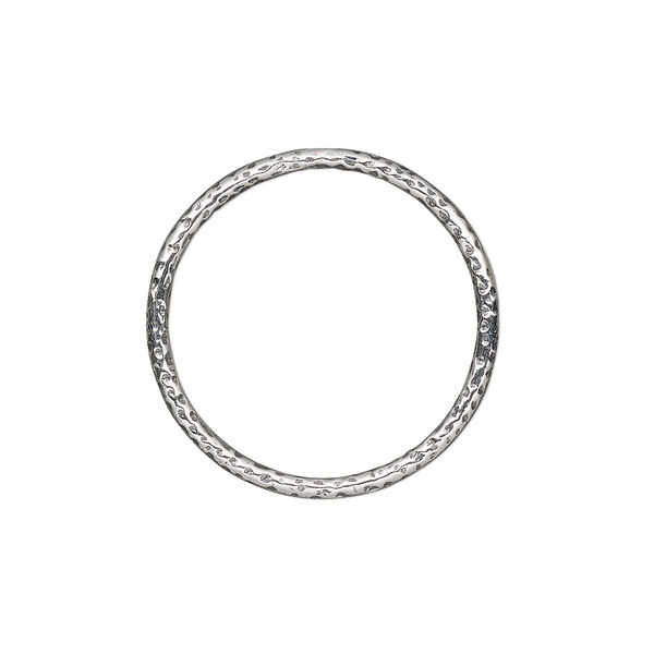 Jump ring, antiqued sterling silver, 20mm hammered round, 17.6mm inside diameter, 17 gauge. Sold per pkg of 2. image number 0