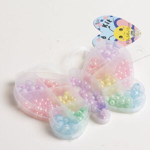 Bead mix 1pkg1, acrylic and plastic, mixed colors, 7-12mm round and faceted round / 1mm round cord, 3.45 ounces.