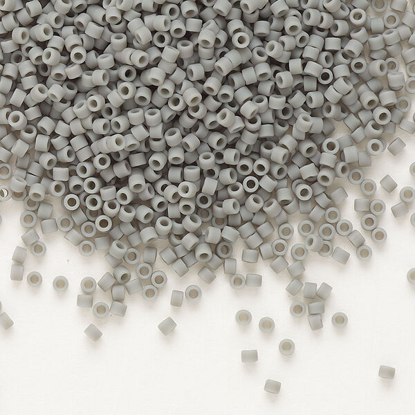 Seed bead, Delica®, glass, pkg/50g, #11 round, opaque matte grey (DB-0761). image number 0