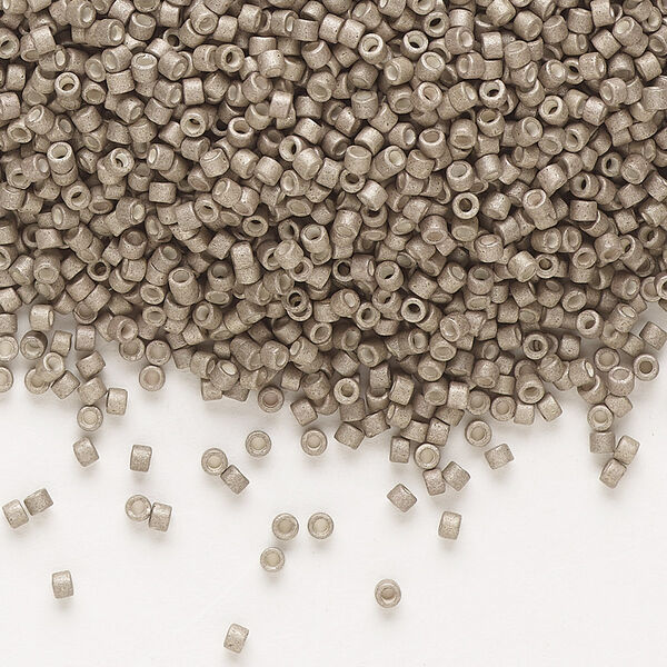 Seed bead, Delica®, glass, pkg/50g, #11 round, opaque matte galvanized pewter (DB-1169). image number 0