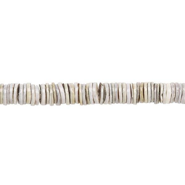 Bead, green shell (natural), 4-5mm hand-cut heishi. Sold per 24-inch strand. image number 0