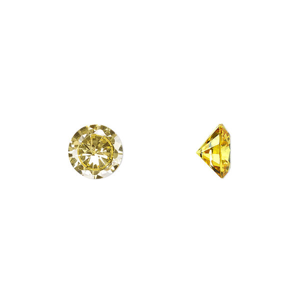 Gem, cubic zirconia, topaz gold, 8mm faceted round, Mohs hardness 8-1/2. Sold individually. image number 0