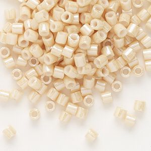 Seed bead, Delica®, glass, pkg/7.5g, #8 round, opaque glazed luster antique beige (DBL-0204).