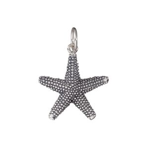 Charm, antiqued sterling silver, 20mm 3D starfish. Sold individually.