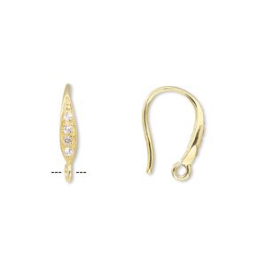 Ear wire fishhook 1pkg2 sterling silver / topaz (natural), 15mm / open loop, 18 gauge gold-finished 1 pair