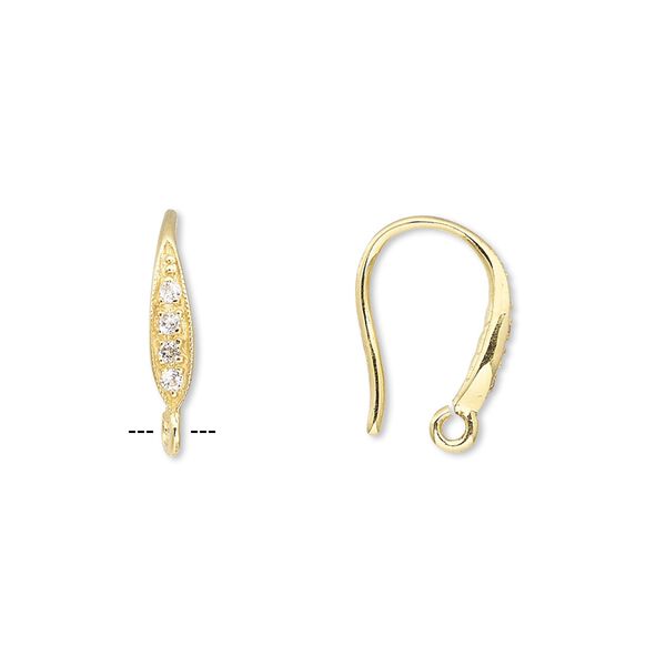 Ear wire fishhook 1pkg2 sterling silver / topaz (natural), 15mm / open loop, 18 gauge gold-finished 1 pair image number 0