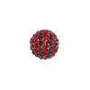 Bead, Egyptian glass rhinestone / epoxy / resin, red and dark green, 14mm round with pav&eacute; striped design. Sold individually. image number 0