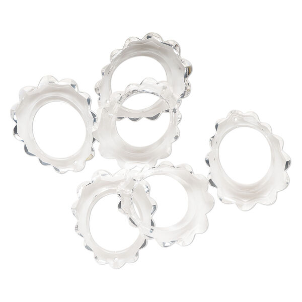 Focal, acrylic, clear, 42.5x36mm fancy cutout oval. Sold per pkg of 6. image number 0