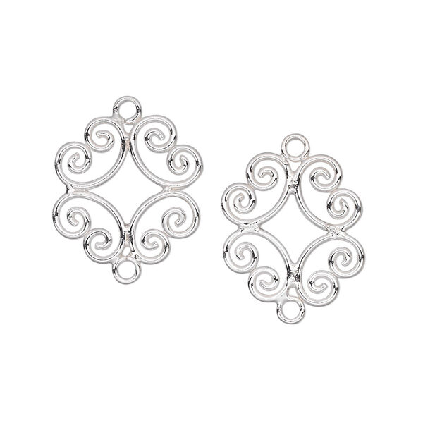 Link, sterling silver, 19x15mm double-sided fancy. Sold per pkg of 2. image number 0