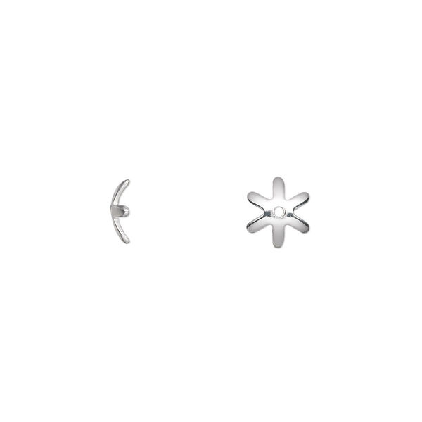 Bead cap, sterling silver, 6.5x2mm star, fits 8-12mm bead. Sold per pkg of 10. image number 0