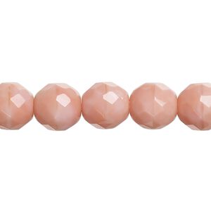 Bead, Czech fire-polished glass, opaque pink, 10mm round. Sold per 15-1/2" to 16" strand, approximately 40 beads.