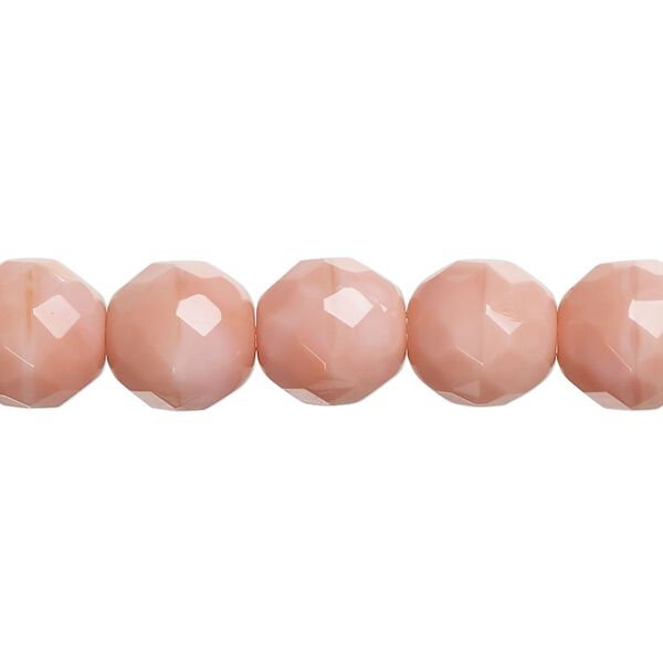 Bead, Czech fire-polished glass, opaque pink, 10mm round. Sold per 15-1/2" to 16" strand, approximately 40 beads. image number 0