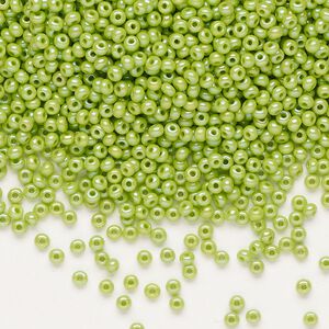 Seed bead, Preciosa Ornela Czech glass, pkg/50g, #11 rocaille, opaque rainbow lime green, (54310).