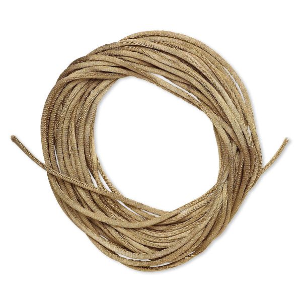 Cord, Satinique™, satin, light brown, 1mm mini. Sold per pkg of 10 feet. image number 0
