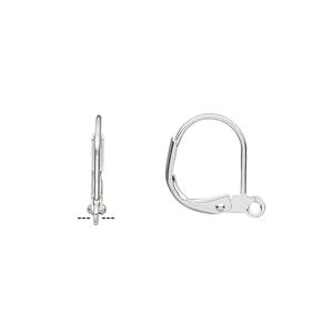 Ear wire leverback 1pkg10 silver-plated, 14mm / open loop, brass 5 pair