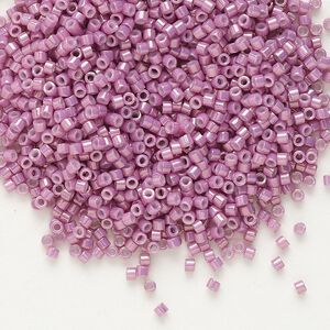 Seed bead, Delica®, glass, pkg/7.5g, #11 round, opaque gold luster dark orchid (DB-0253).