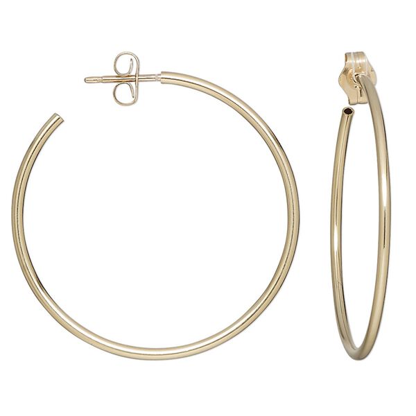 Earring, 14Kt gold-filled, 30.5mm hoop with post and flexible hollow tube. Sold per pair. image number 0