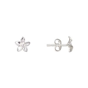 Earstud, Create Compliments®, sterling silver, 7.5mm flower. Sold per pair.